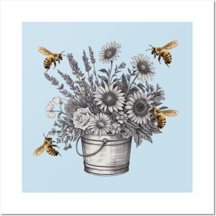 Wild Flowers and Bees Posters and Art